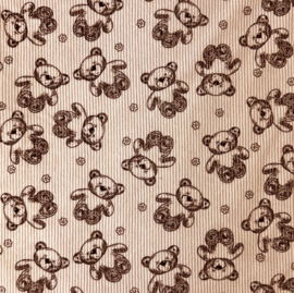 Rib cord bedrukt Teddybeer