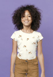 Tricot print bedrukt Sweet Bambi gebroken wit