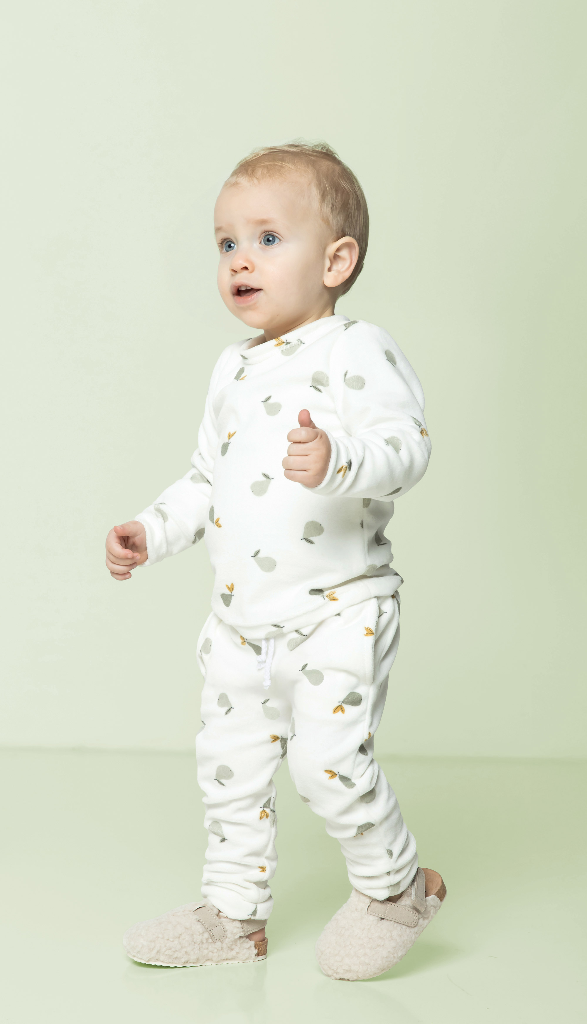 Nicky velours print little pears ecru