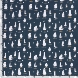 Tricot print bedrukt Zeemeeuw Marine
