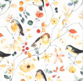 Snoozy fabrics Tricot digital printed Birds & flowers