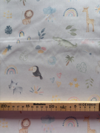 Poplin digitale print Tiny Animal Kingdom - Design C