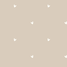 Katoen print Hartjes beige