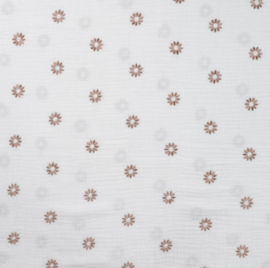 Hydrofiel embroidery Bloemetjes brons