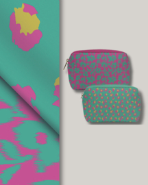 Hydrofiel gewatteerd bedrukt Luipaarden Turquoise