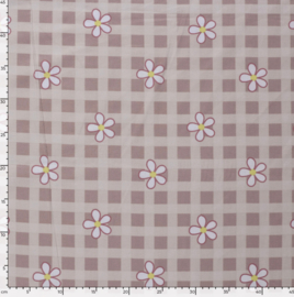 Flanel bedrukt bloemen nude