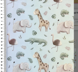 Poplin digitale print Tiny Animal Kingdom - Design D