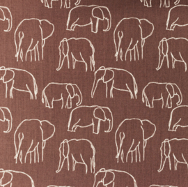 Snoozy fabrics Poplin bedrukt Olifant