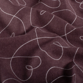 Flanel bedrukt harten mauve