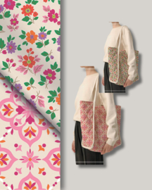 Hydrofiel gewatteerd bedrukt Abstract Fuchsia