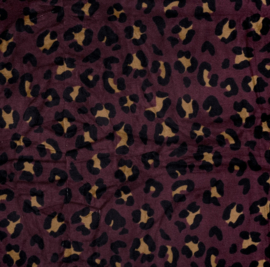 Nicky velours print luipaarden aubergine