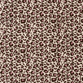 Nicky velours print luipaarden beige