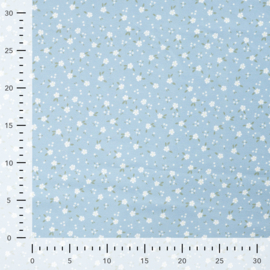 Qjutie Katoen flowers baby blue