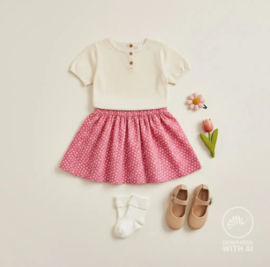 Qjutie Katoen Poplin  Pinky flower