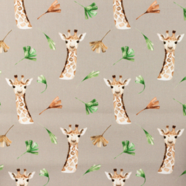Snoozy fabrics Poplin digital Giraf taupe