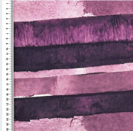 French Terry Digital Printed Paint Stripes - Donker Paars