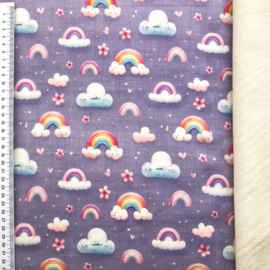 Softshell Printed Mixed Regenboog wolkjes paars