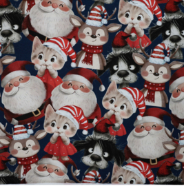 French Terry Santa Animals