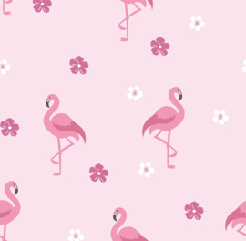 Katoen bedrukt Flamingo