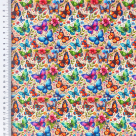 Katoen Colourful butterflies