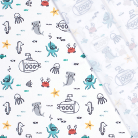 Swimwear Jersey digitaal bedrukt Dieren Optisch wit