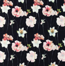 Snoozy fabrics Tricot digital printed Heide marine design A