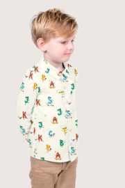 Katoen Poplin bedrukt Letters Gebroken wit