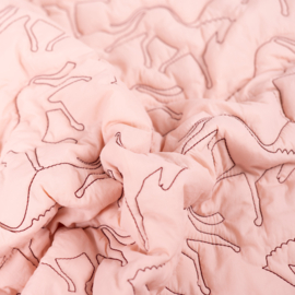 Qjutie doorgestikte stof  quilted  paarden poederroze