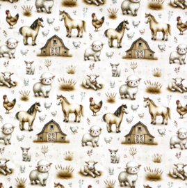 Tricot print Farm animals design D