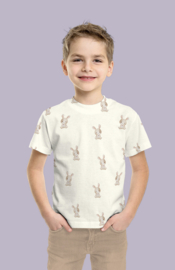 Tricot print bedrukt Bunny gebroken wit