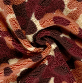 Sherpa Fleece stof bedrukt Ruiten Bloemen Beige
