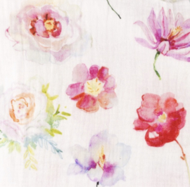 Snoozy fabrics hydrofiel Aquarel bloemen design A