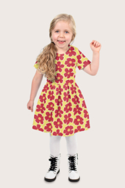 Katoen Poplin bedrukt Bloemen Geel