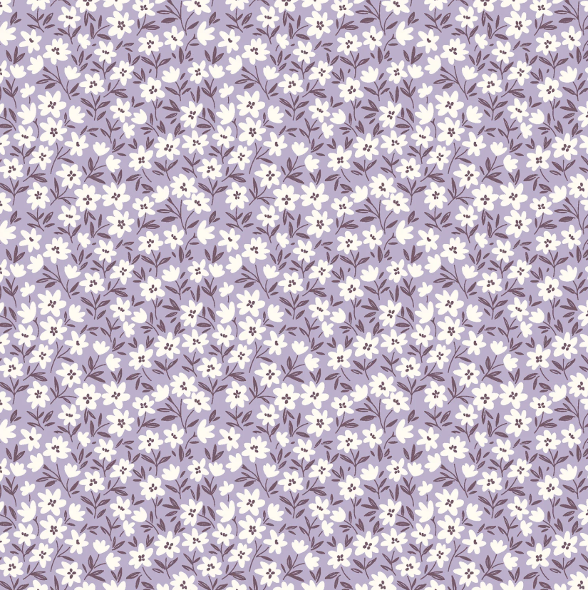 Tricot print bedrukt Bloemen Lila