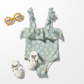 Swimwear Jersey digitaal bedrukt bedrukt Bloemen Mint