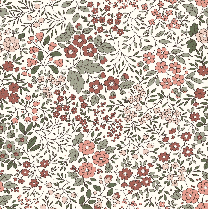 Tricot print bedrukt Bloemen Gebroken wit