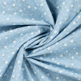 Qjutie Katoen flowers baby blue