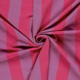 French Terry stof digitaal bedrukt Strepen Fuchsia/Lila