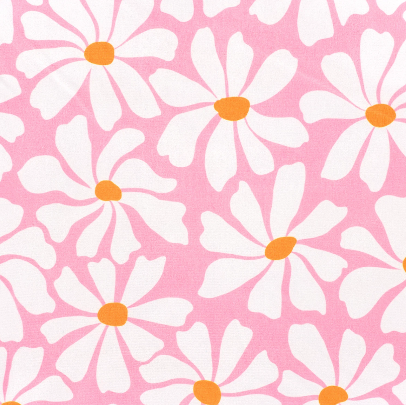 Badhanddoek stof digitaal bedrukt Bloemen Pink