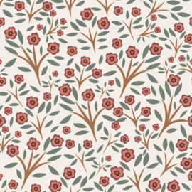 Flanel bedrukt Bloemen Beige