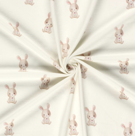 Tricot print bedrukt Bunny gebroken wit