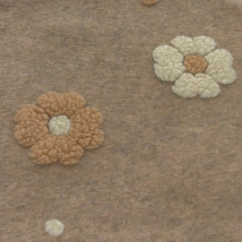 Luxe jassenstof 3D flowers - Zand  BT