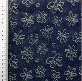 Jeans Jacquard Flower - Donker Blauw