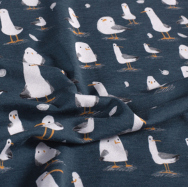 Tricot print bedrukt Zeemeeuw Marine