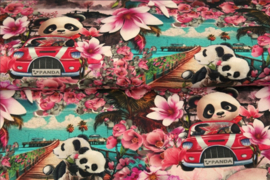 Stenzo tricot stof printed Panda's