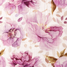 Snoozy fabrics hydrofiel Aquarel bloemen design D