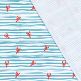 Swimwear Jersey digitaal bedrukt Krabben Babyblauw