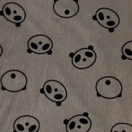 Rib cord bedrukt Panda