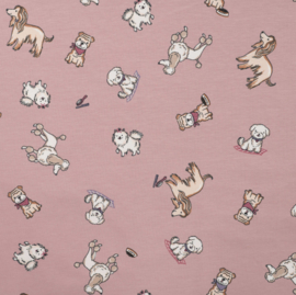Tricot stof bedrukt Dogs