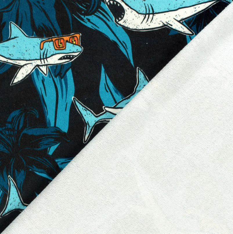 Badhanddoek stof digitaal bedrukt Shark